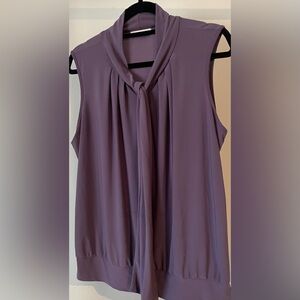 Dusty Lavender V-Neck With Tie, Stretch Tank Top, Sz L